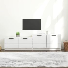 TV Cabinet High Gloss White 62.4"x14.2"x17.7" Engineered Wood