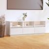 TV Cabinet White 55.1"x14.6"x19.7" Solid Wood Pine