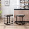 Backless Barstools Set of 2; 24" Modern Counter Height Stool Industrial Faux Leather Island Stool; Dark Gray