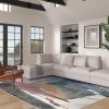 Essentials Abstract Orange; Sage; Blue; Gray; Ivory and Mauve Olefin Area Rug 8x10