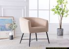 Luxurious Design 1pc Accent Chair Beige Velvet Clean Line Design Fabric Upholstered Metal Legs Stylish Living Room Furniture
