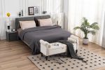 52" Bed Bench Beige Velvet