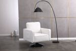 Modern Teddy Fabric Swivel Accent Chair , Comfy Armchair with 360 Degree Swiveling for Living Room, Bedroom, Reading Room, Home Office (White)