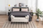 52" Bed Bench Beige Velvet