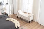 52" Bed Bench Beige Velvet