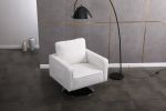 Modern Teddy Fabric Swivel Accent Chair , Comfy Armchair with 360 Degree Swiveling for Living Room, Bedroom, Reading Room, Home Office (White)
