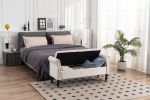 52" Bed Bench Beige Velvet