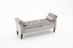 52" Bed Bench Grey Velvet