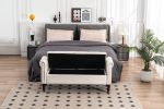 52" Bed Bench Beige Velvet