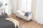 52" Bed Bench Beige Velvet