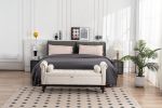 52" Bed Bench Beige Velvet