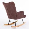 Rocking Chair; Tufted Upholstered Rocking Chair for Nursery; Comfy Wingback Glider Rocker with Safe Solid Wood Base for Living Room Bedroom Balcony
