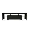 Living Room Furniture TV Stand Cabinet with 2 Drawers &amp; 2 open shelves; 20-color RGB LED lights with remote; Black