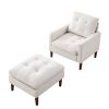 [Video] Welike Modern Fabric Single Sofa Chair; Living room chair; Comfortable Armchair with Solid Wood Legs; Tufted Chair for Reading or Lounging
