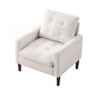 [Video] Welike Modern Fabric Single Sofa Chair; Living room chair; Comfortable Armchair with Solid Wood Legs; Tufted Chair for Reading or Lounging