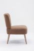Teddy Fabric Button Accent Slipper Chair With Wooden Legs For Dining Room Living Room Bedroom,Brown