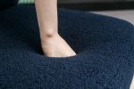 Teddy Fabric Button Accent Slipper Chair With Wooden Legs For Dining Room Living Room Bedroom,Blue