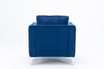 Modern Velvet Armchair Tufted Button Accent Chair Club Chair with Steel Legs for Living Room Bedroom; Navy