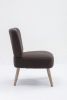 Teddy Fabric Button Accent Slipper Chair With Wooden Legs For Dining Room Living Room Bedroom,Dark Gray