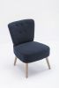 Teddy Fabric Button Accent Slipper Chair With Wooden Legs For Dining Room Living Room Bedroom,Blue