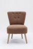 Teddy Fabric Button Accent Slipper Chair With Wooden Legs For Dining Room Living Room Bedroom,Brown
