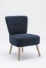 Teddy Fabric Button Accent Slipper Chair With Wooden Legs For Dining Room Living Room Bedroom,Blue