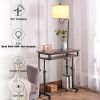 Desk with Floor Lamp; Wheels; Keyboard Tray