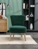 Teddy Fabric Button Accent Slipper Chair With Wooden Legs For Dining Room Living Room Bedroom,Green
