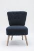 Teddy Fabric Button Accent Slipper Chair With Wooden Legs For Dining Room Living Room Bedroom,Blue