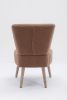 Teddy Fabric Button Accent Slipper Chair With Wooden Legs For Dining Room Living Room Bedroom,Brown