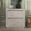 Modern Style Soild Wood 2-Drawer Nightstand Side Table for Bedroom; Living Room; Stone Gray