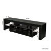 Living Room Furniture TV Stand Cabinet with 2 Drawers &amp; 2 open shelves; 20-color RGB LED lights with remote; Black