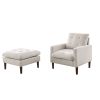 [Video] Welike Modern Fabric Single Sofa Chair; Living room chair; Comfortable Armchair with Solid Wood Legs; Tufted Chair for Reading or Lounging