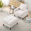 [Video] Welike Modern Fabric Single Sofa Chair; Living room chair; Comfortable Armchair with Solid Wood Legs; Tufted Chair for Reading or Lounging