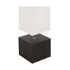 Rice paper floor lamp with dark wood base; bulb and paper shade