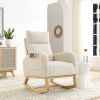 [Video] Welike 27.6"W Modern Accent High Backrest Living Room Lounge Arm Rocking Chair; Two Side Pocket(W83453708)