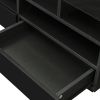 Living Room Furniture TV Stand Cabinet with 2 Drawers &amp; 2 open shelves; 20-color RGB LED lights with remote; Black