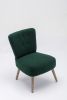 Teddy Fabric Button Accent Slipper Chair With Wooden Legs For Dining Room Living Room Bedroom,Green