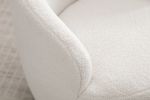 Teddy Fabric Swivel Accent Armchair Barrel Chair With Black Powder Coating Metal Ring; Ivory White