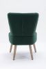Teddy Fabric Button Accent Slipper Chair With Wooden Legs For Dining Room Living Room Bedroom,Green