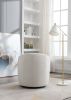 Teddy Fabric Swivel Accent Armchair Barrel Chair With Black Powder Coating Metal Ring; Ivory White
