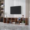 Double L-Shaped TV Stand, Display Shelf , Bookcase for Home Furniture,Walnut