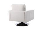 Modern Teddy Fabric Swivel Accent Chair , Comfy Armchair with 360 Degree Swiveling for Living Room, Bedroom, Reading Room, Home Office (White)