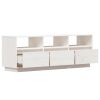 TV Cabinet White 55.1"x14.6"x19.7" Solid Wood Pine