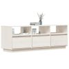 TV Cabinet White 55.1"x14.6"x19.7" Solid Wood Pine
