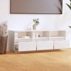TV Cabinet White 55.1"x14.6"x19.7" Solid Wood Pine