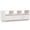 TV Cabinet White 55.1"x14.6"x19.7" Solid Wood Pine