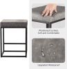 Backless Barstools Set of 2; 24" Modern Counter Height Stool Industrial Faux Leather Island Stool; Dark Gray