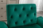 COOLMORE Velvet Accent Chair with Adjustable Armrests and Backrest; Button Tufted Lounge Chair; Single Recliner Armchair with Ottoman