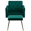 COOLMORE Velvet Accent Chair with Adjustable Armrests and Backrest; Button Tufted Lounge Chair; Single Recliner Armchair with Ottoman